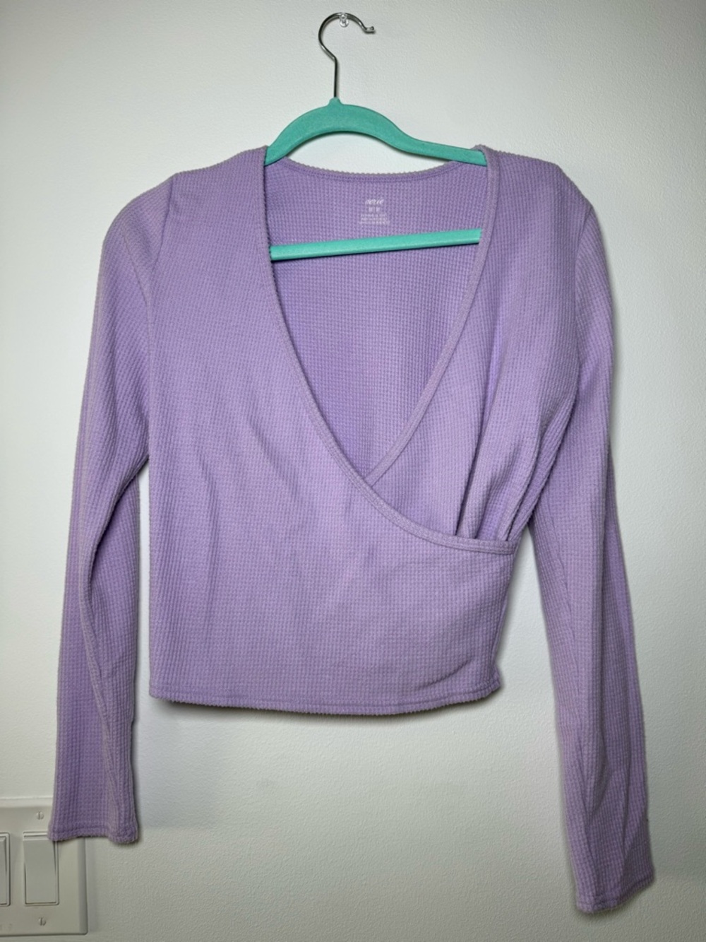 aerie Lavender Wrap Long Sleeve Top
